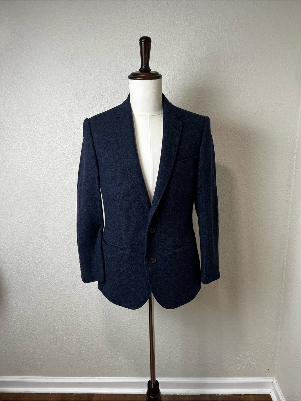J. Crew Navy Blue Wool Tweed Two-Button Blazer Jacket Size 36S